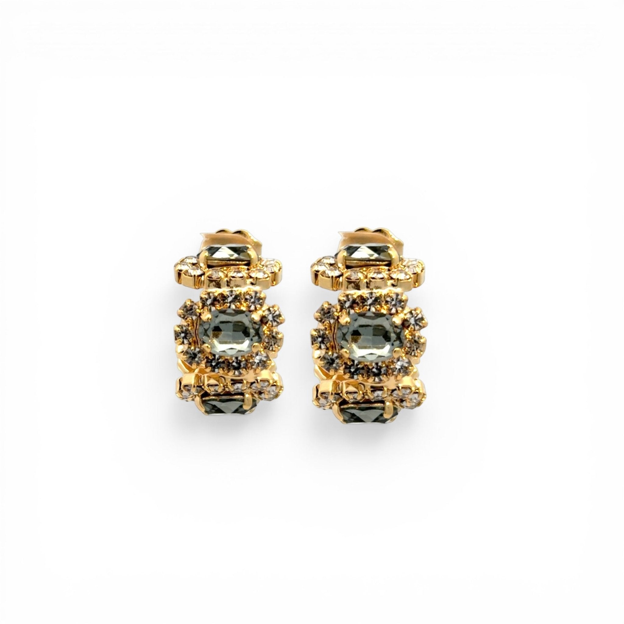 Aros Imperial Diamante Negro y Cristal - Piedra de Toque