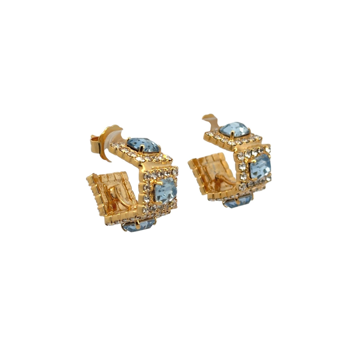 Aros Imperial Zafiro Claro y Cristal - Piedra de Toque