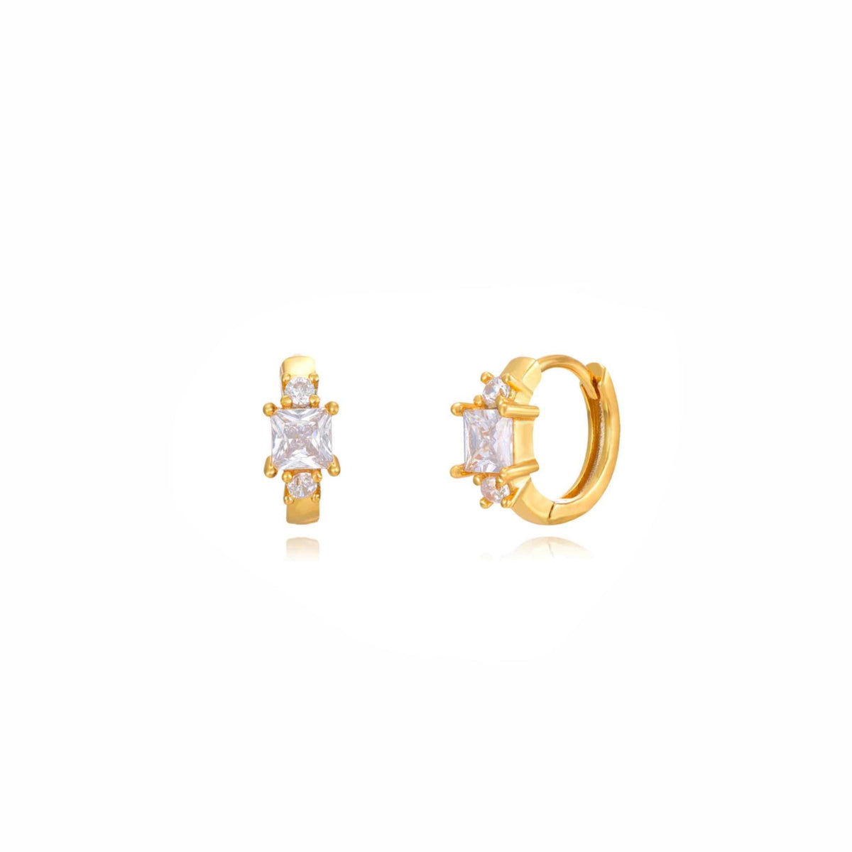 Aros Pequeños Circonitas Cuadradas Oro - Piedra de Toque