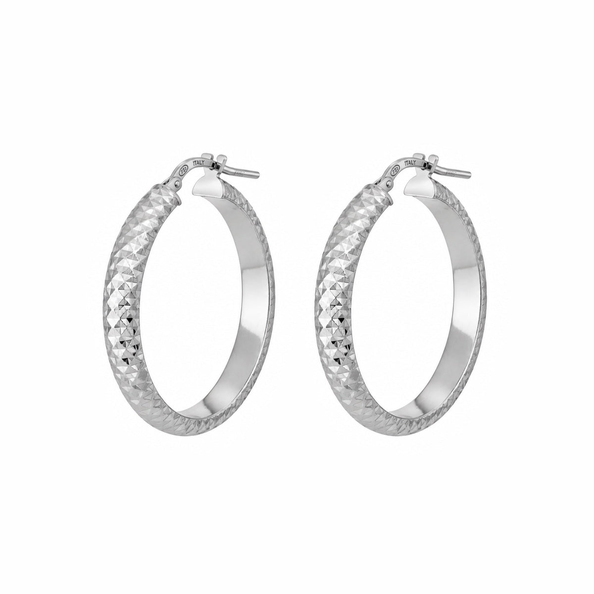 Aros Textura Diamantada Plata - Piedra de Toque