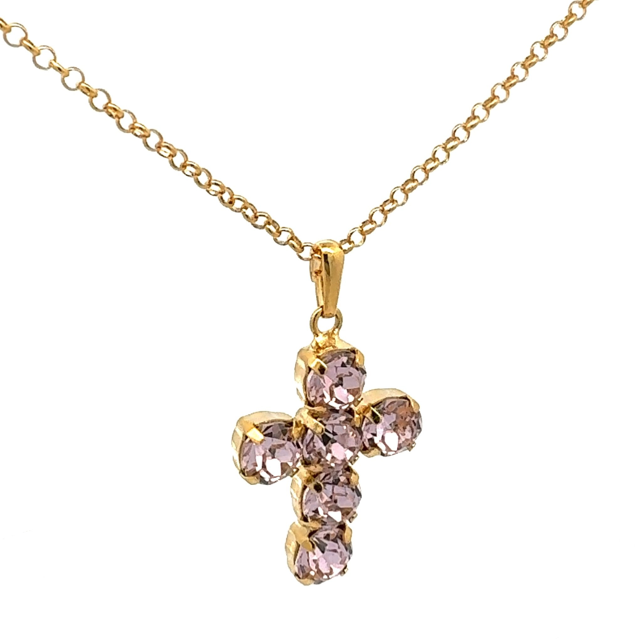 Collar Cruz Mediana Amatista Clara - Piedra de Toque