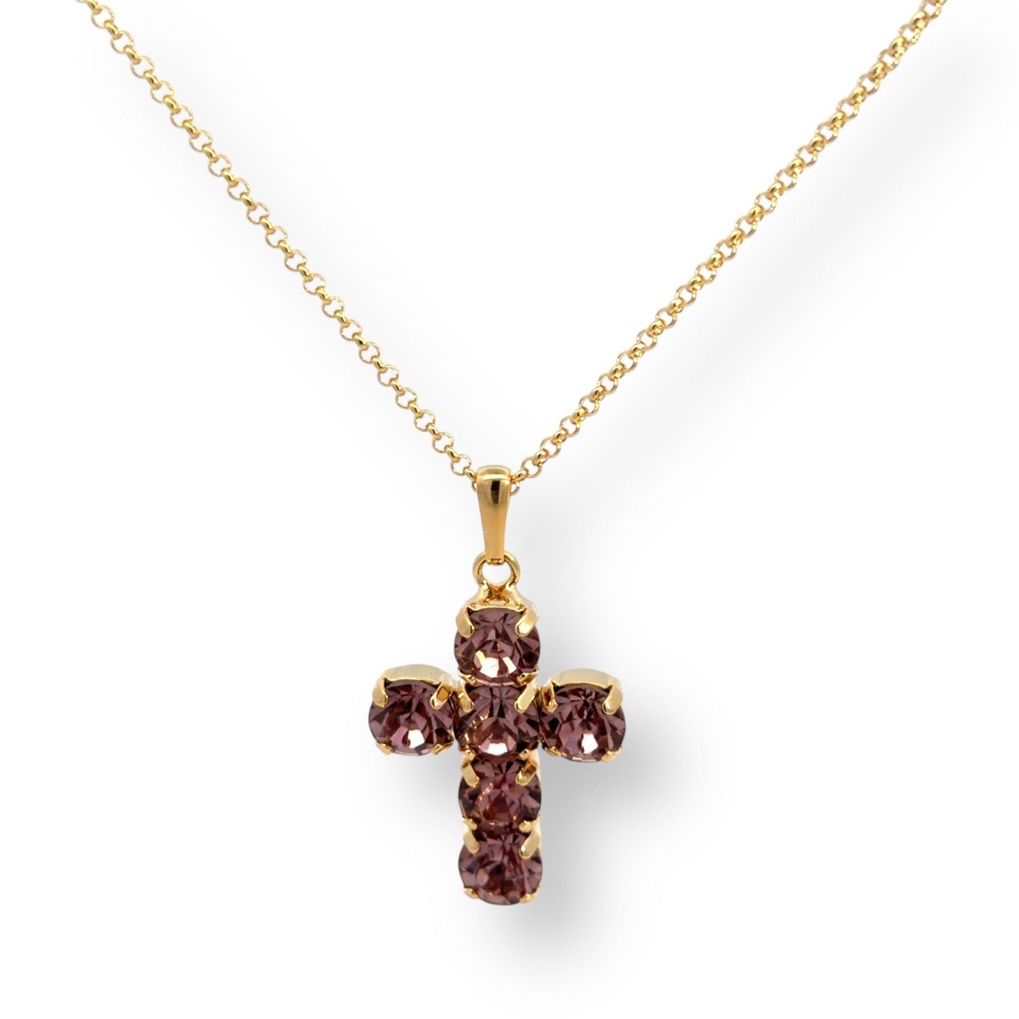 Collar Cruz Mediana Amatista Clara - Piedra de Toque