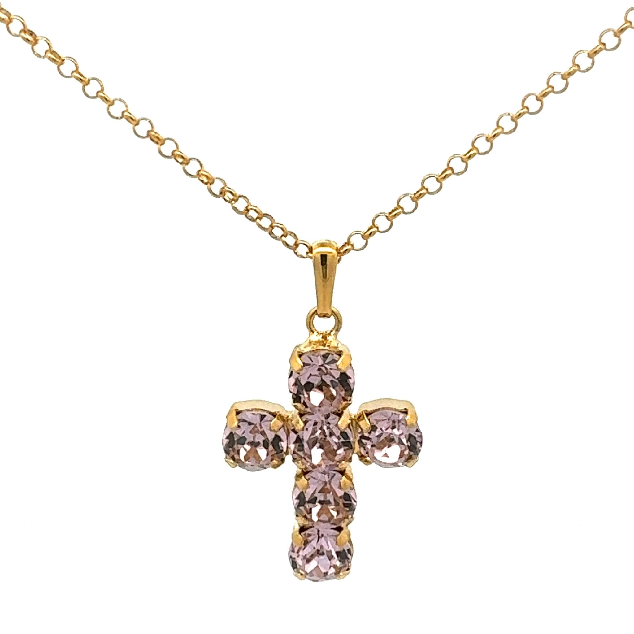 Collar Cruz Mediana Amatista Clara - Piedra de Toque