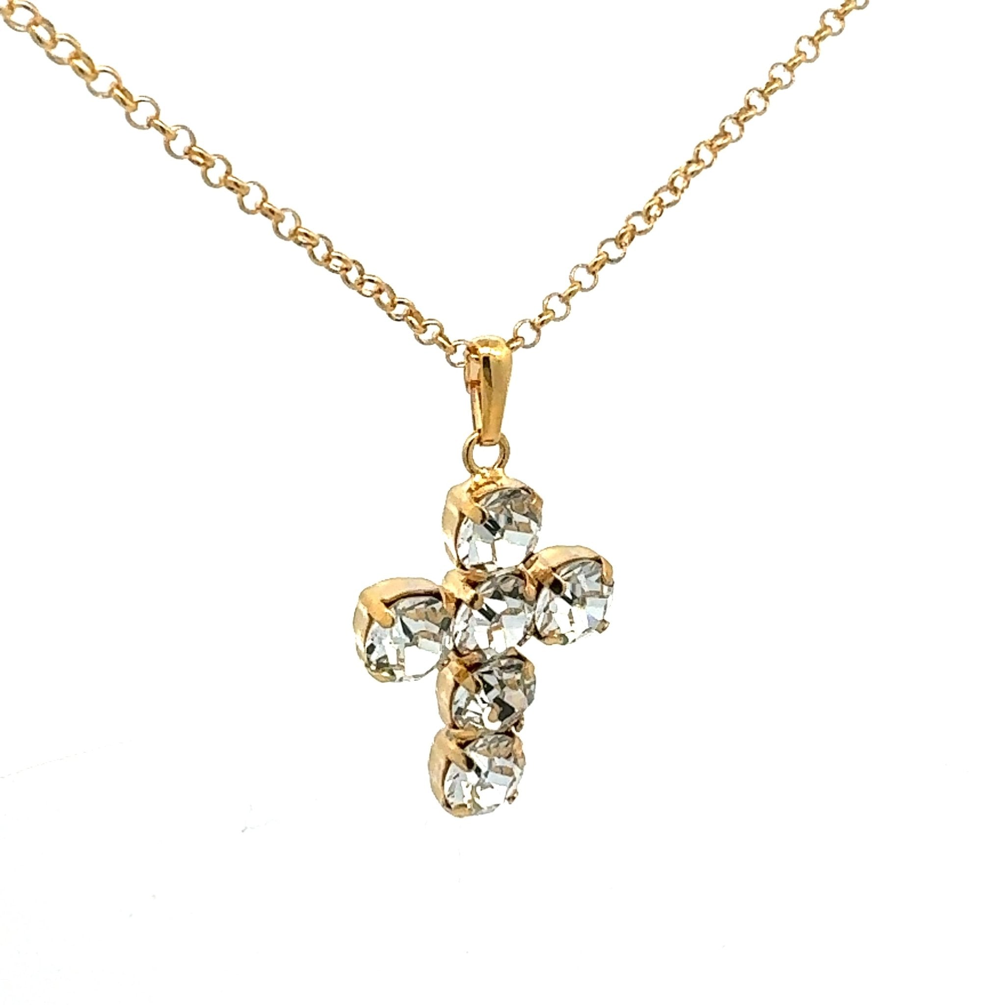 Collar Cruz Mediana Blanca - Piedra de Toque