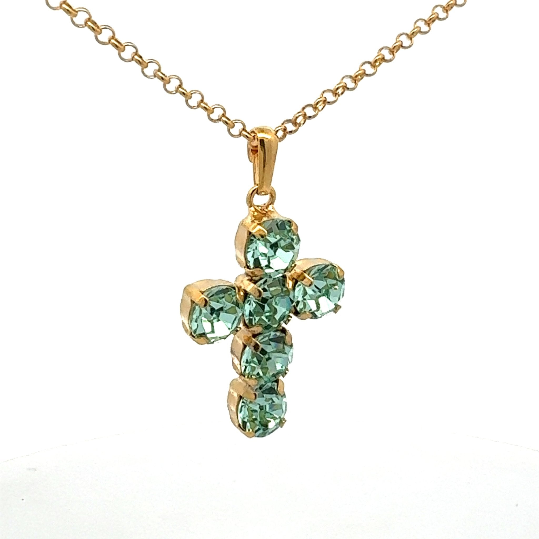 Collar Cruz Mediana Crisolito - Piedra de Toque