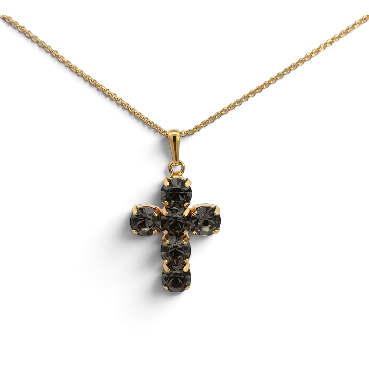 Collar Cruz Mediana Diamante Negro - Piedra de Toque