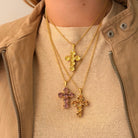 Collar Cruz Mediana Rosa - Piedra de Toque