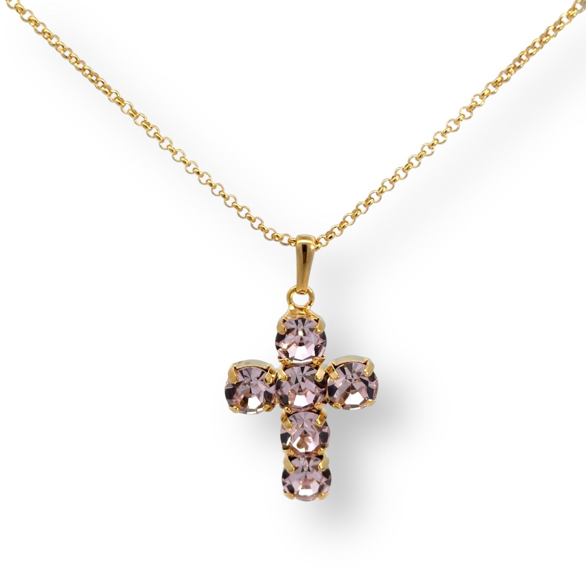 Collar Cruz Mediana Rosa - Piedra de Toque