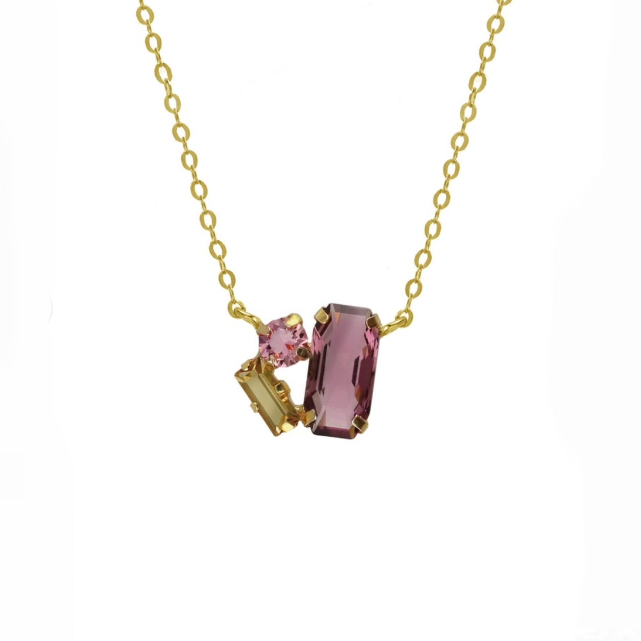 Collar Geométricos Burdeos, Rosado y Champagne - Piedra de Toque