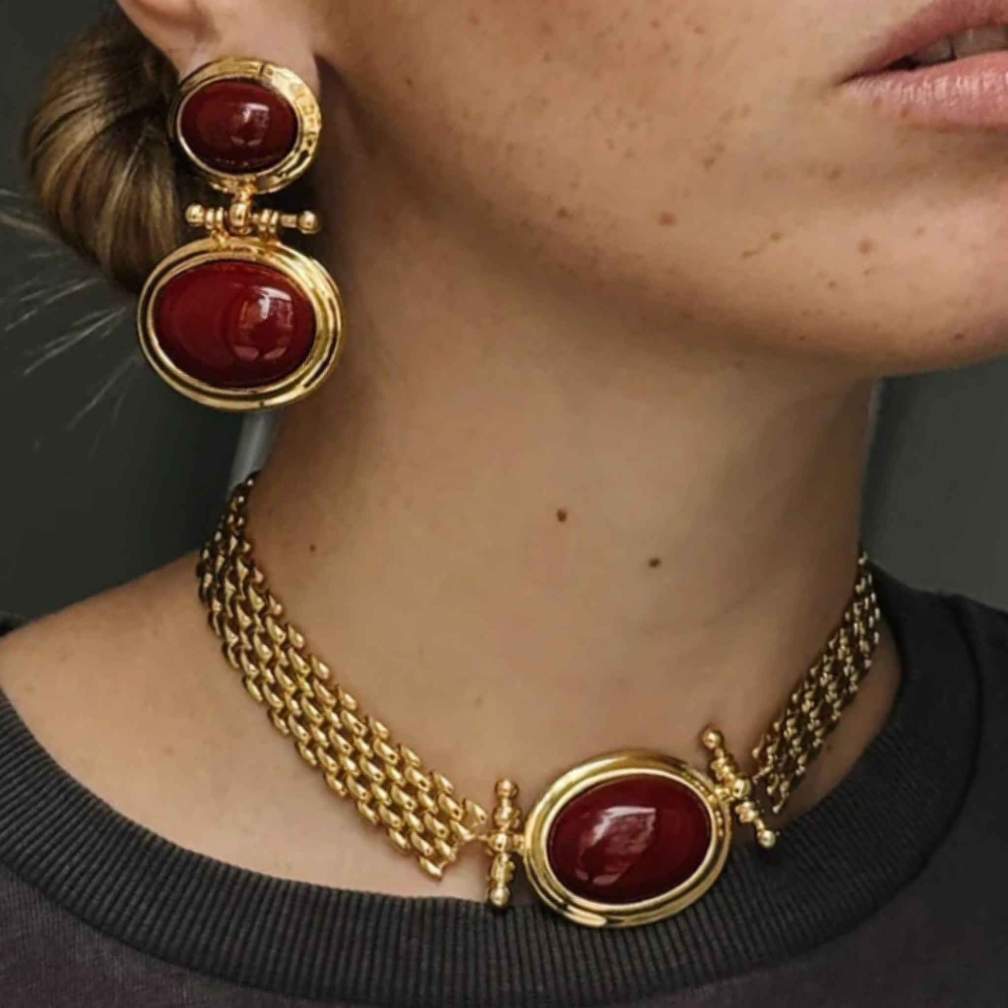 Collar Vintage Grande Burdeos - Piedra de Toque