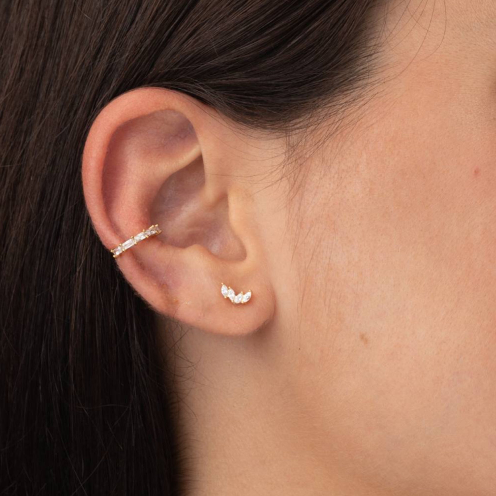 Ear Cuff Circonitas Baguette Plata - Piedra de Toque