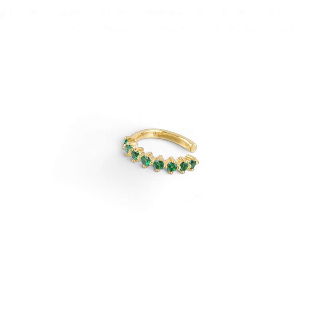 Ear Cuff Cristales Esmeralda Oro - Piedra de Toque