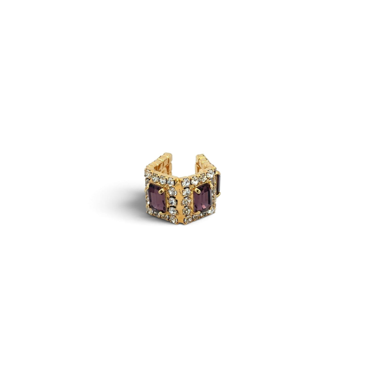 Ear Cuff Doble Cuadrados Amatista - Piedra de Toque