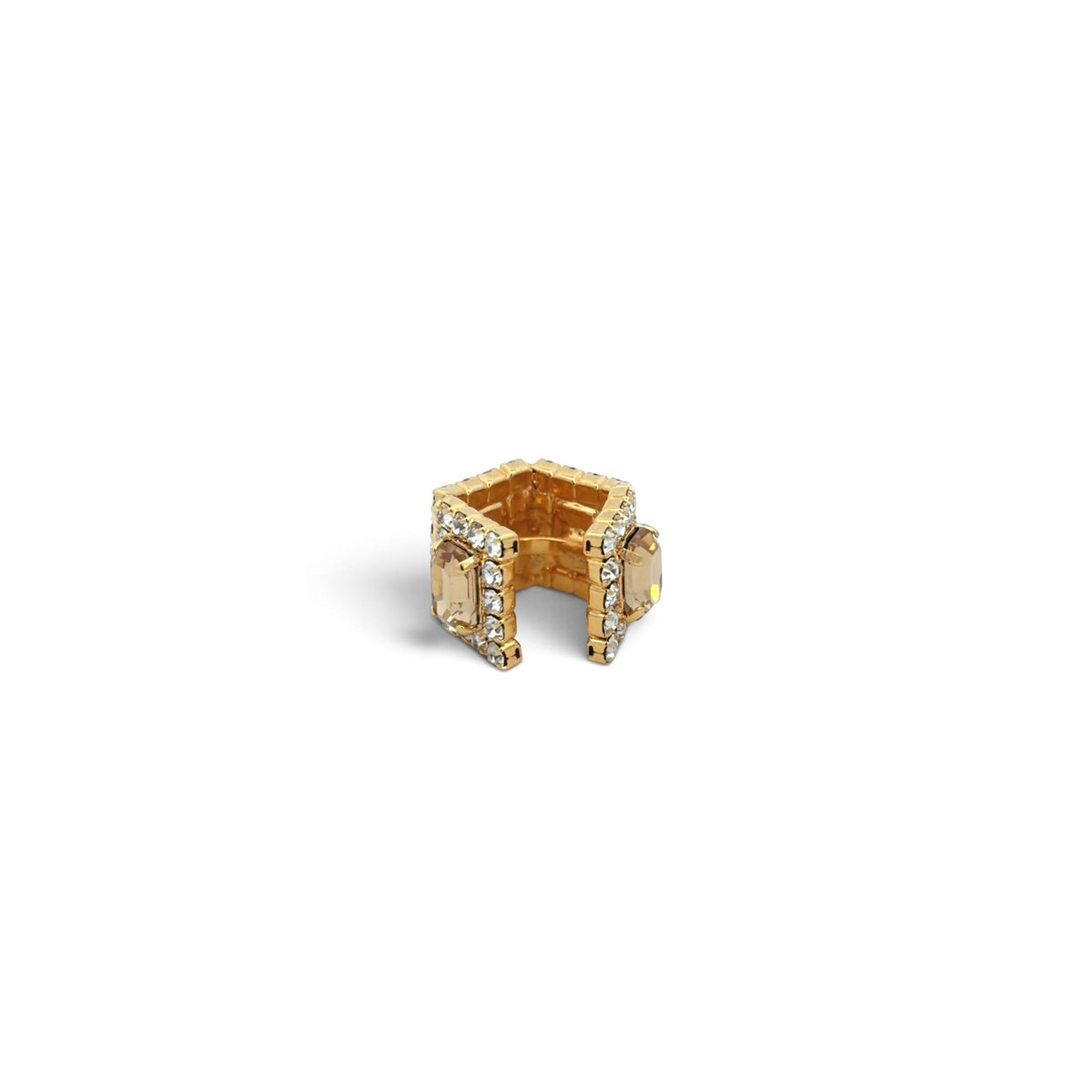 Ear Cuff Doble Cuadrados Champagne - Piedra de Toque