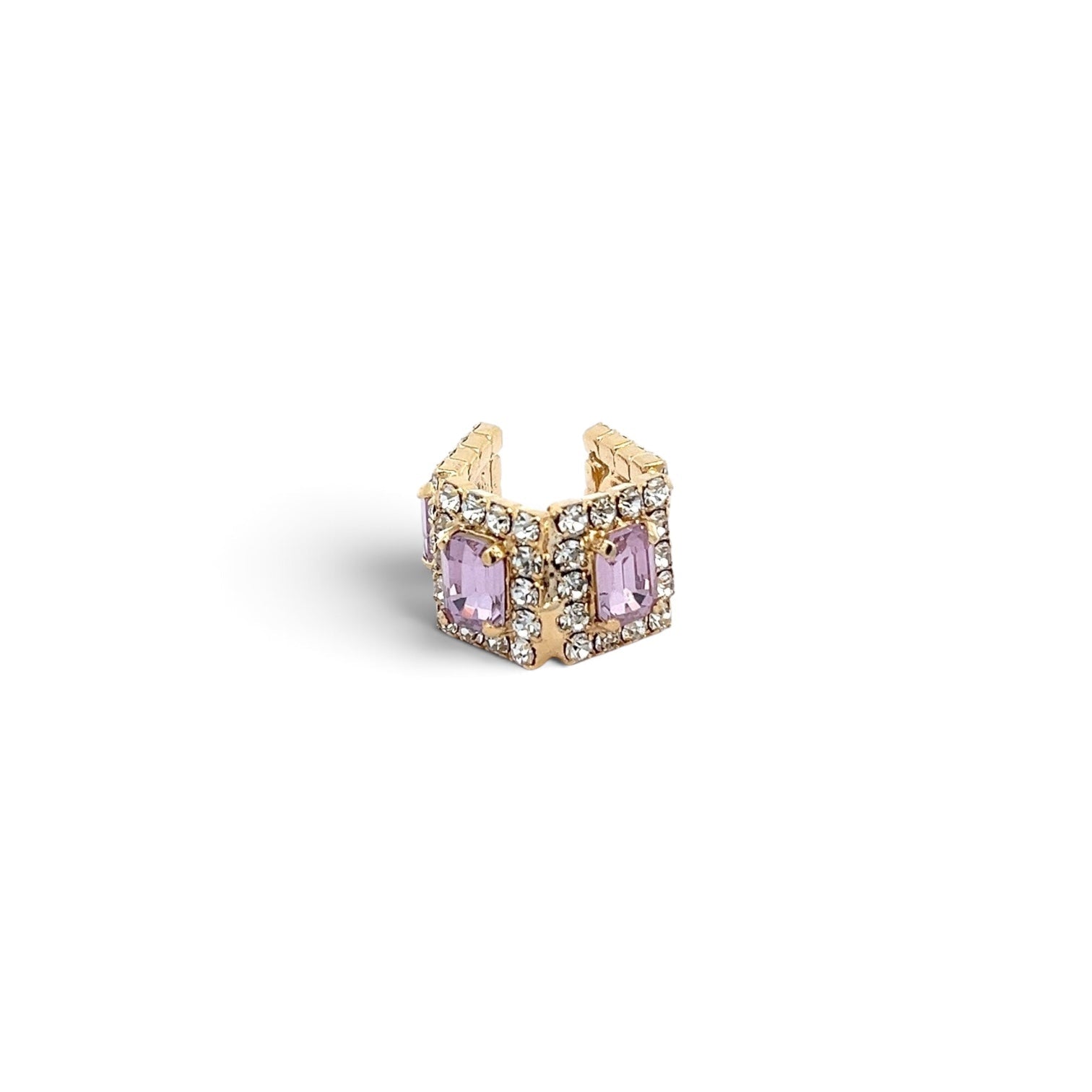 Ear Cuff Doble Cuadrados Violeta - Piedra de Toque