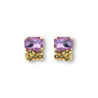 Pendiente Botón Amatista Clara Rectangular - Piedra de Toque