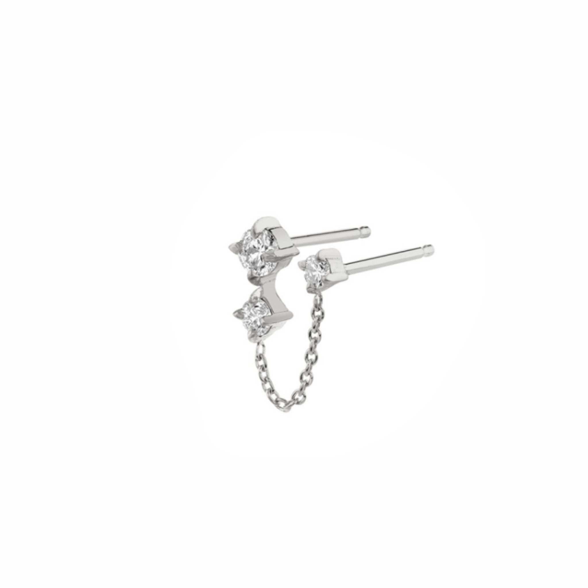 Pendiente Doble Cadena Corta Plata - Piedra de Toque