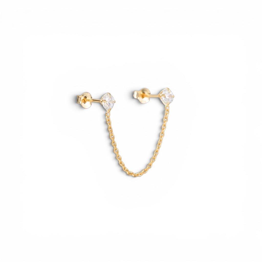 Pendiente Doble con Cadena y Circonitas - Piedra de Toque