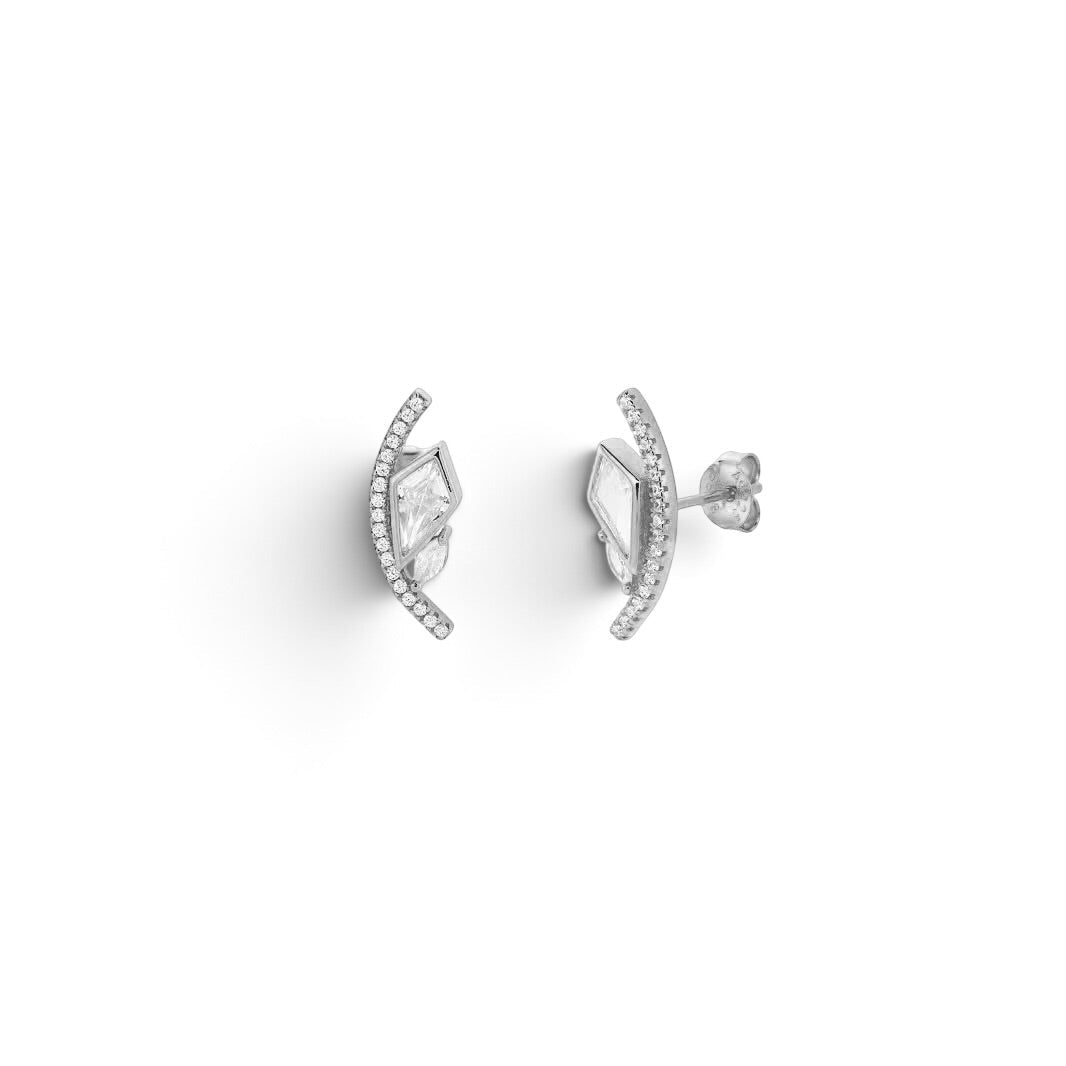 Pendientes Ala Curva Plata - Piedra de Toque