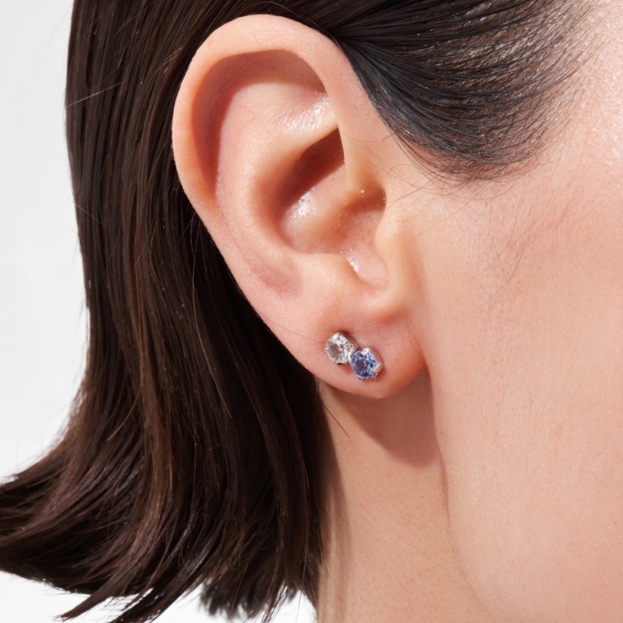 Pendientes Azul y Blanco Plata - Piedra de Toque