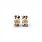 Pendientes Botón Mate y Cristales - Piedra de Toque