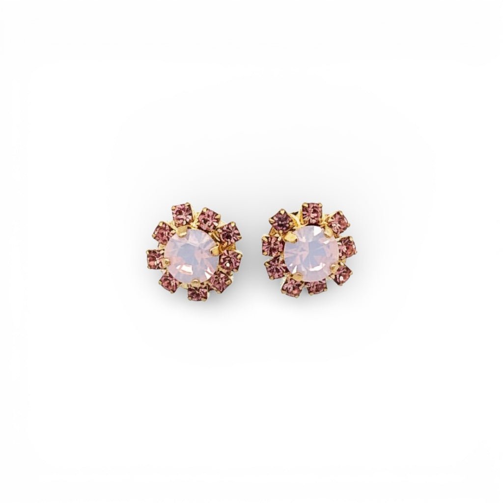 Pendientes Botón Ópalo Rosa - Piedra de Toque
