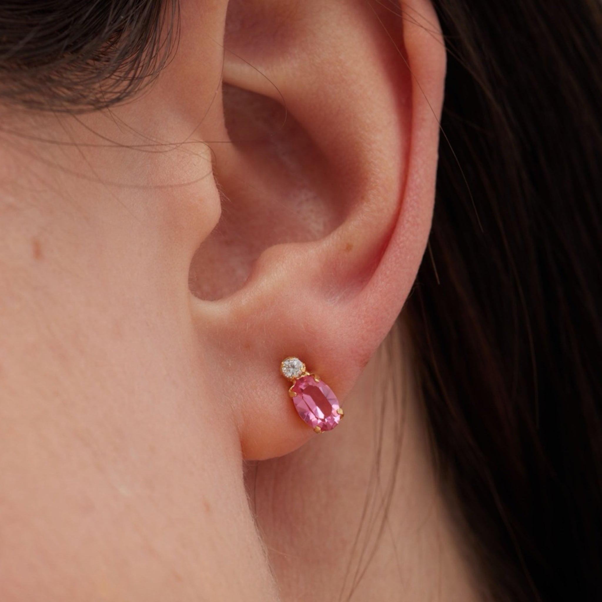 Pendientes Botón Rosa - Piedra de Toque