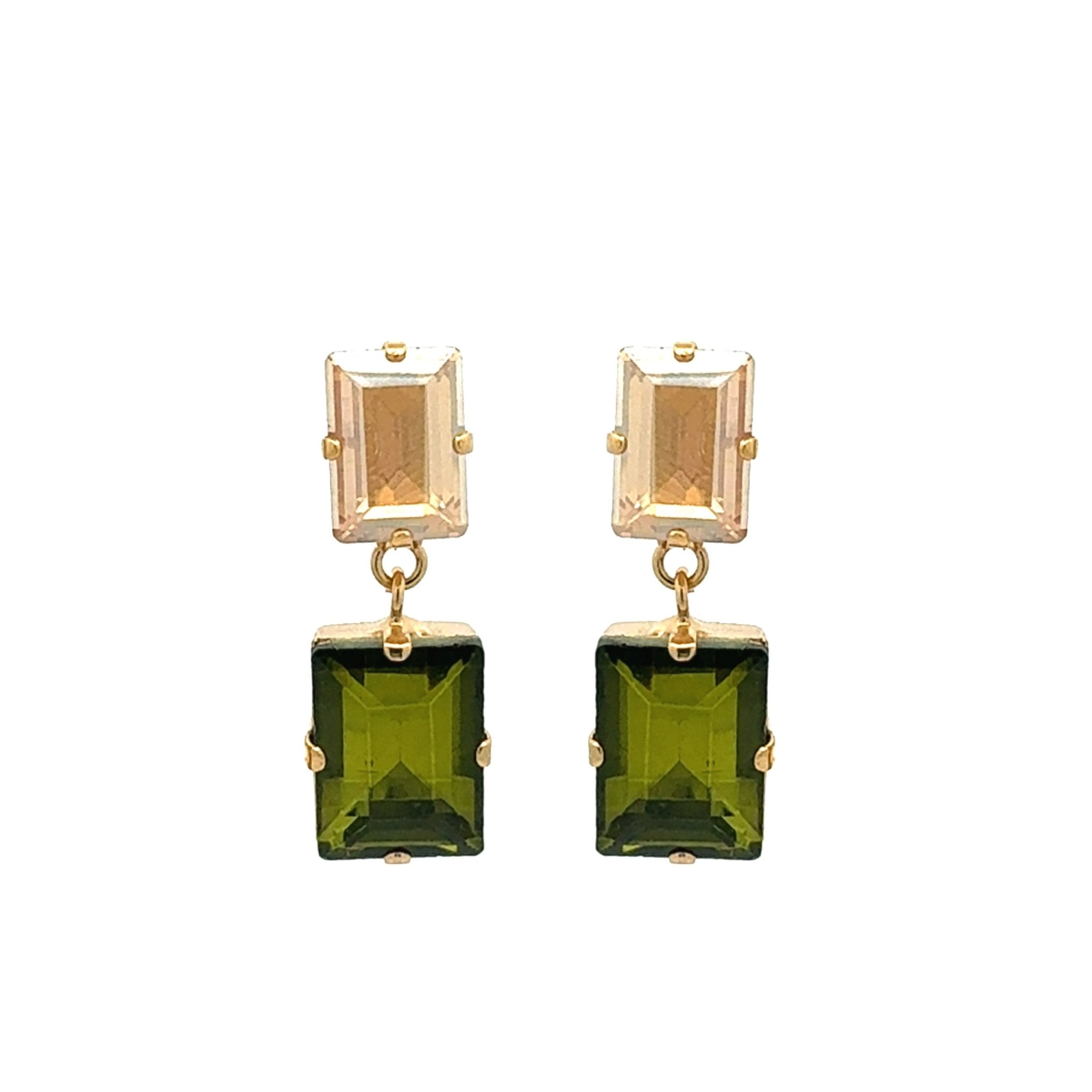 Pendientes Champagne y Verde Olivo - Piedra de Toque
