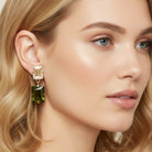 Pendientes Champagne y Verde Olivo - Piedra de Toque