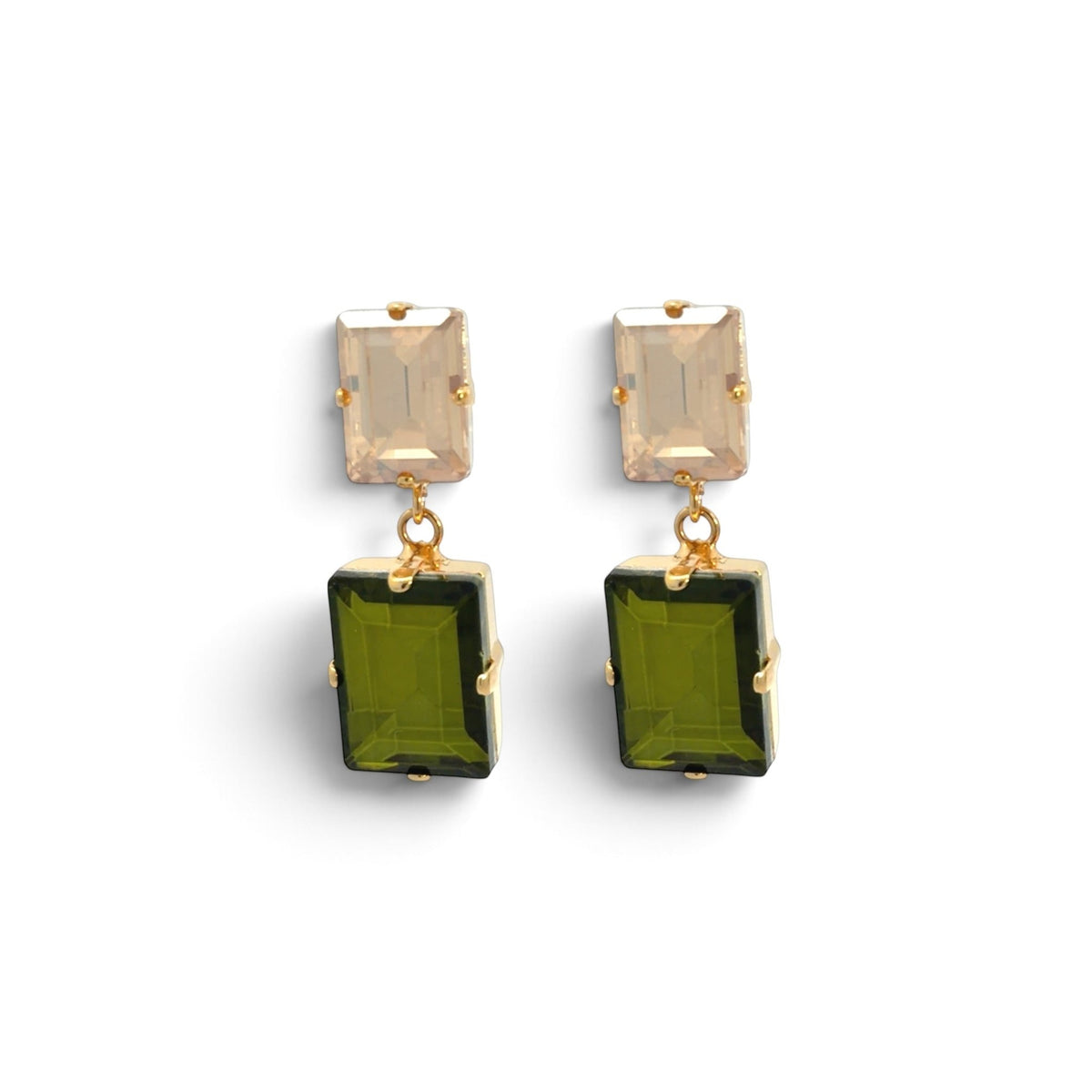 Pendientes Champagne y Verde Olivo - Piedra de Toque
