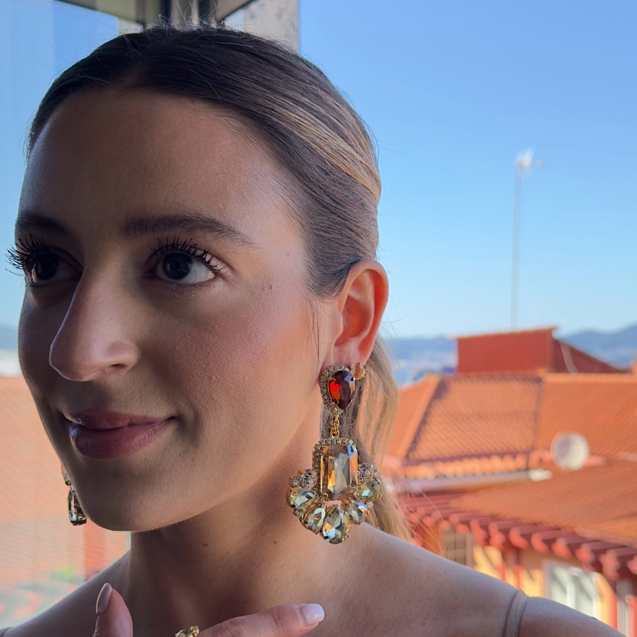 Pendientes Chandelier Tonos de Topacio y Amarillo - Piedra de Toque