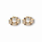 Pendientes Cuadrados Ópalo Blanco y Cristal - Piedra de Toque