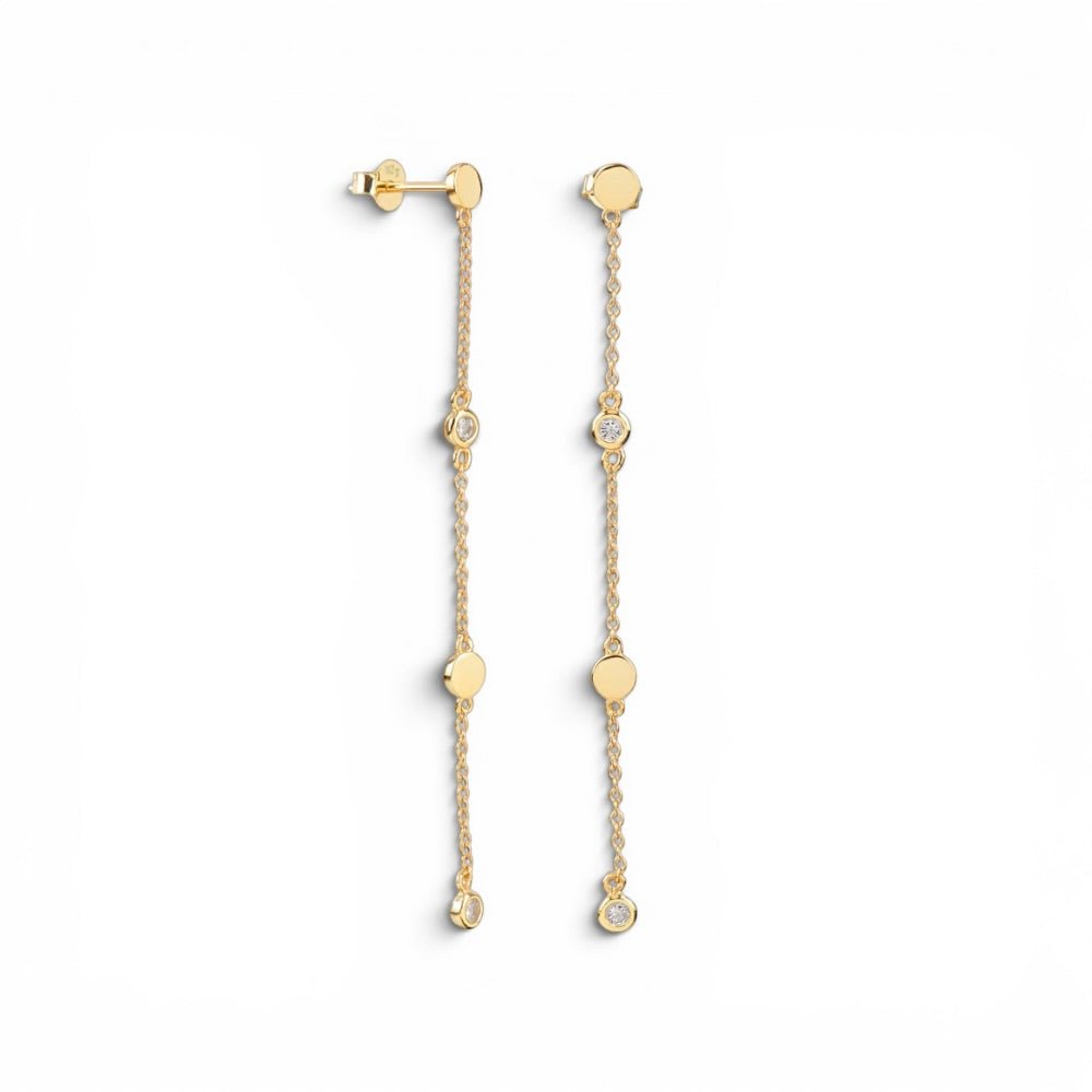 Pendientes de Cadena con Circonitas Oro - Piedra de Toque