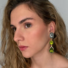 Pendientes Diamante Negro y Verde Oliva - Piedra de Toque
