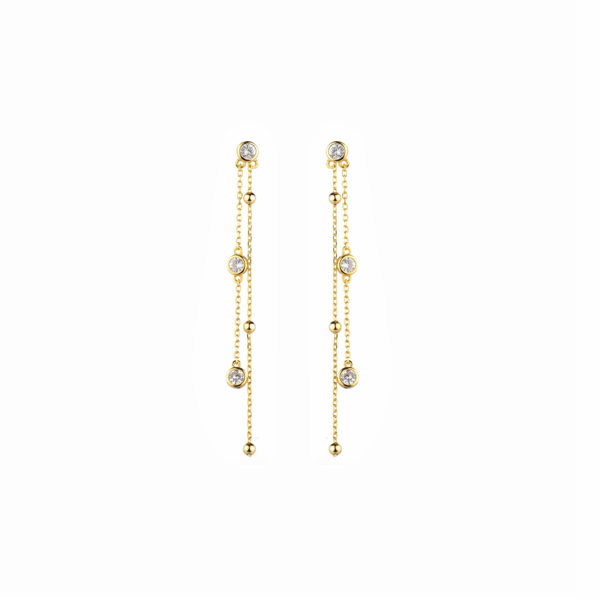 Pendientes Doble Cadena Oro - Piedra de Toque