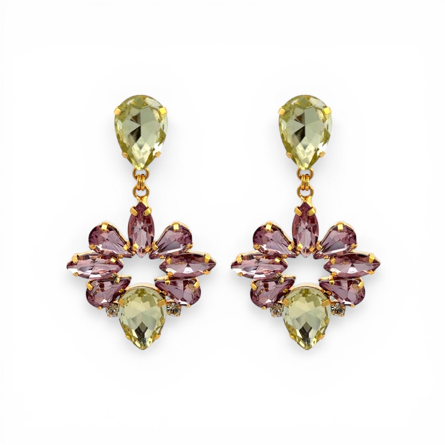 Pendientes Flor Amatista y Jonquil - Piedra de Toque