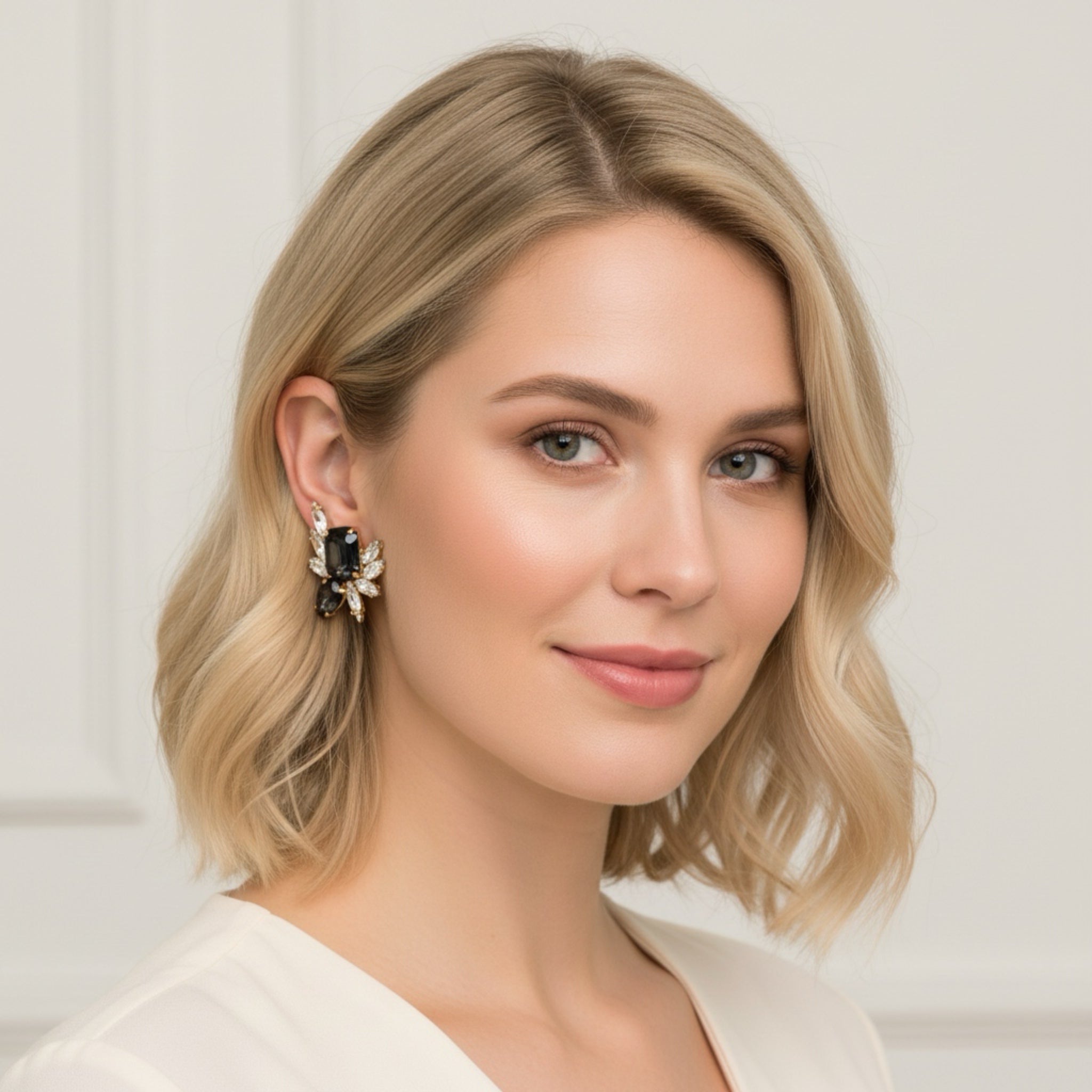 Pendientes Flor Negra y Blanca - Piedra de Toque