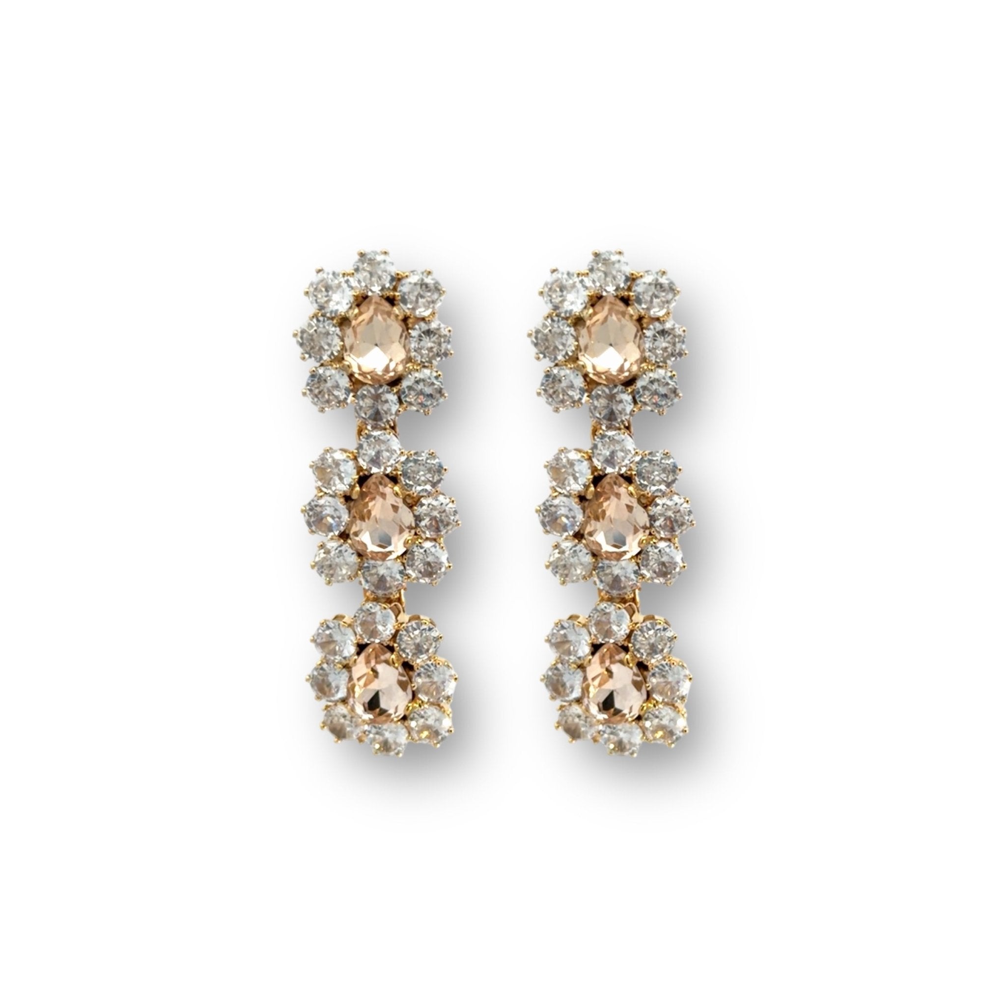 Pendientes Flor Rose con Cristales - Piedra de Toque