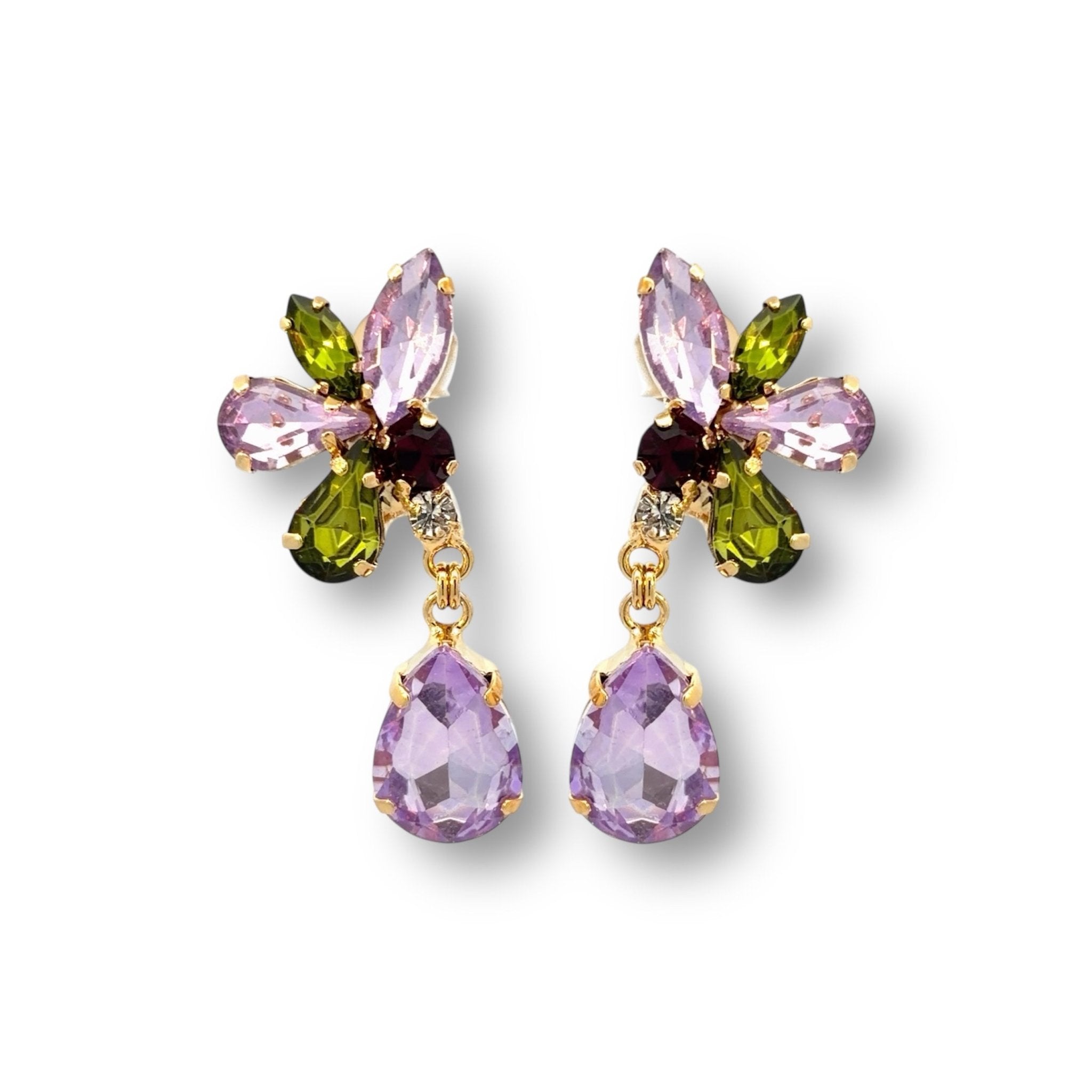 Pendientes Flor y Gota Violeta - Piedra de Toque