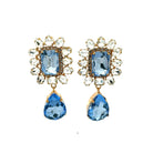 Pendientes Frame Drop Azul y Cristales - Piedra de Toque