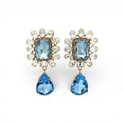 Pendientes Frame Drop Azul y Cristales - Piedra de Toque
