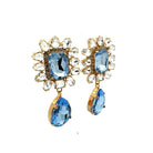Pendientes Frame Drop Azul y Cristales - Piedra de Toque