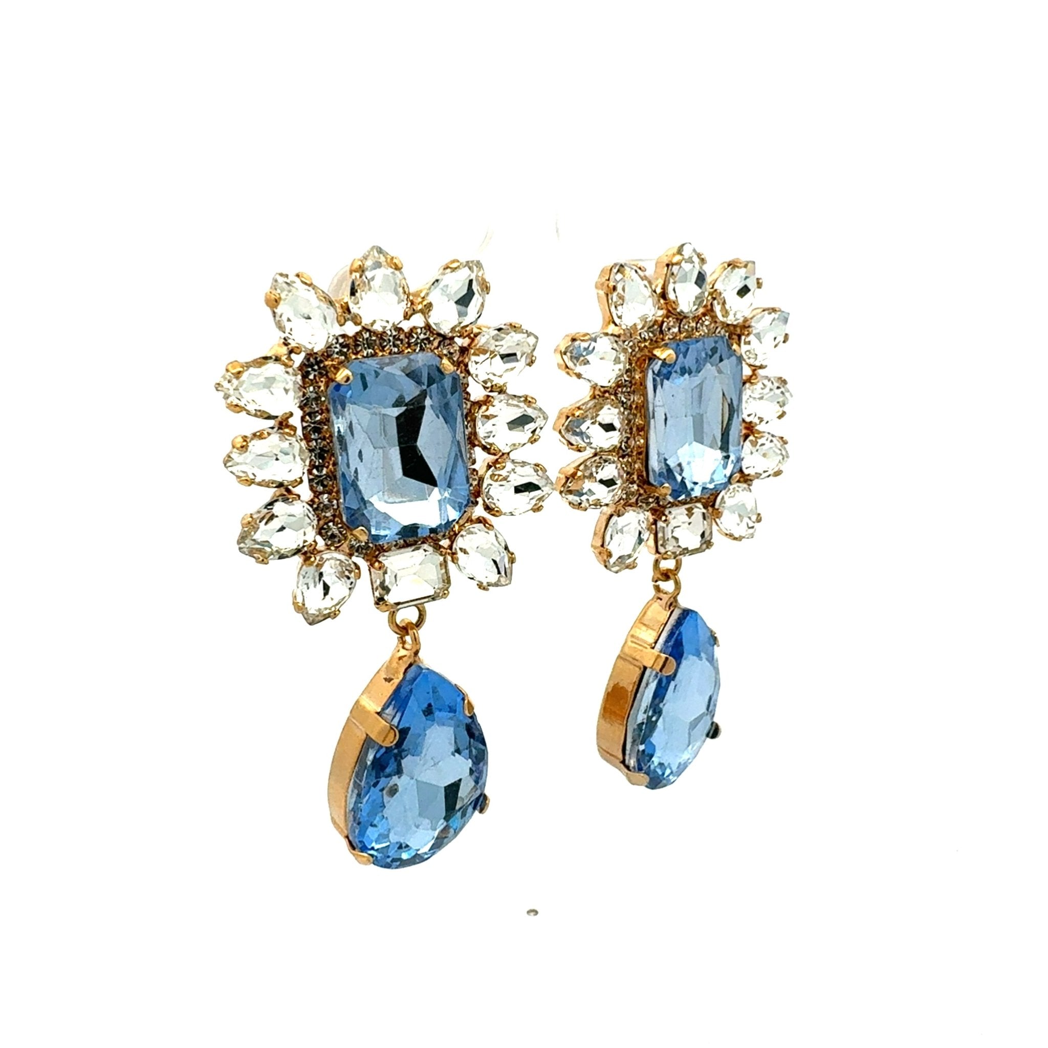 Pendientes Frame Drop Azul y Cristales - Piedra de Toque