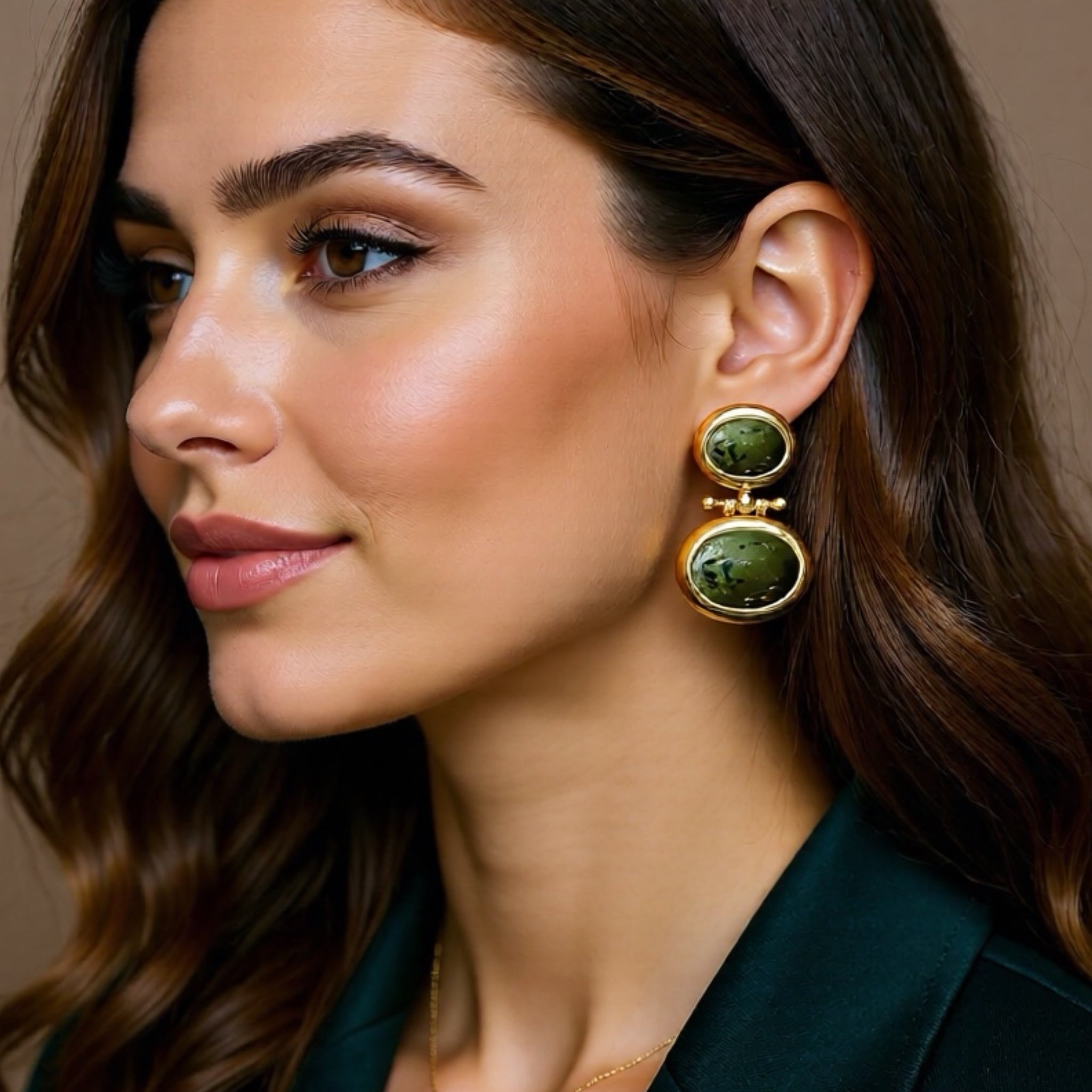 Pendientes Gemelos Oliva - Piedra de Toque