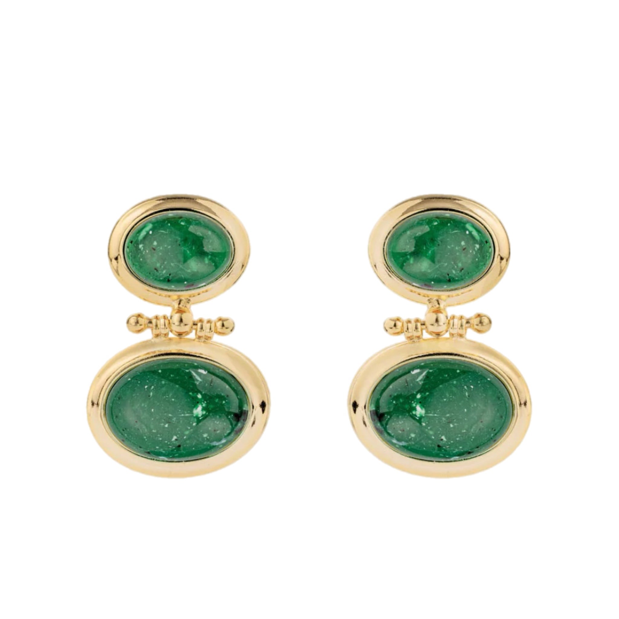 Pendientes Gemelos Verdes Grandes - Piedra de Toque