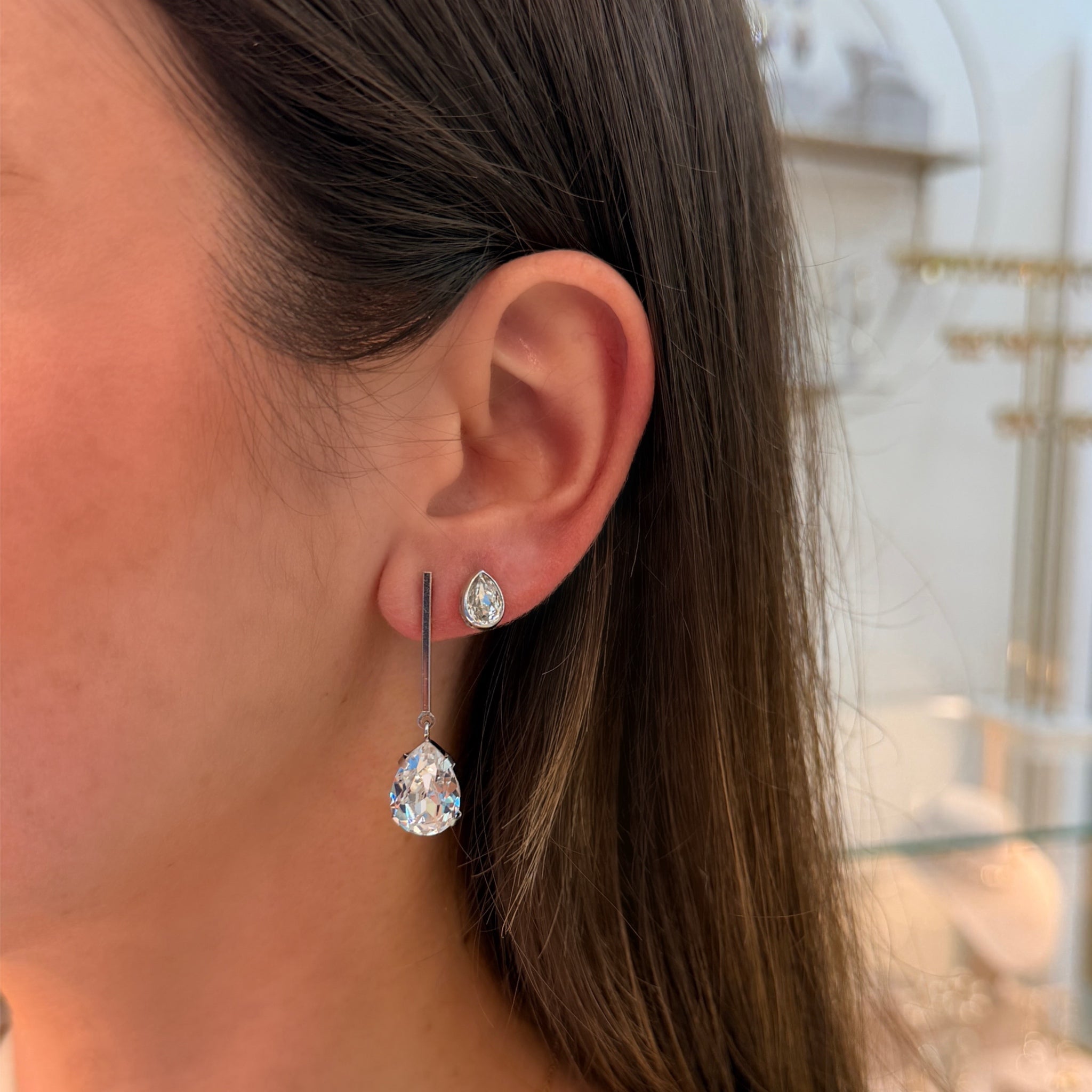 Pendientes Gota Bisel Plata - Piedra de Toque