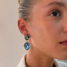 Pendientes Gotas Diamante Negro y Zafiro Claro - Piedra de Toque