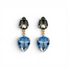 Pendientes Gotas Diamante Negro y Zafiro Claro - Piedra de Toque
