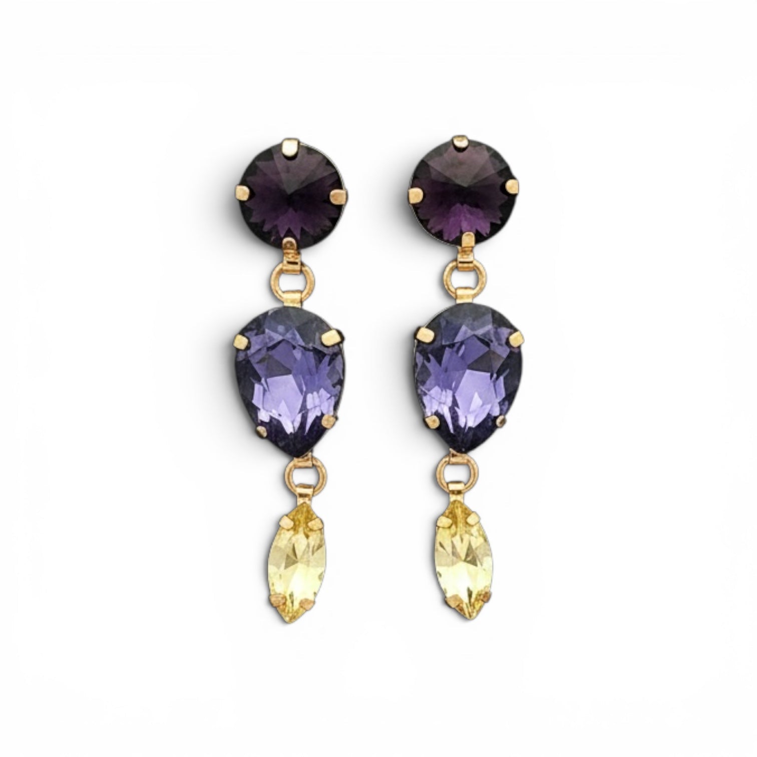 Pendientes Gotas Moradas y Amarilla - Piedra de Toque