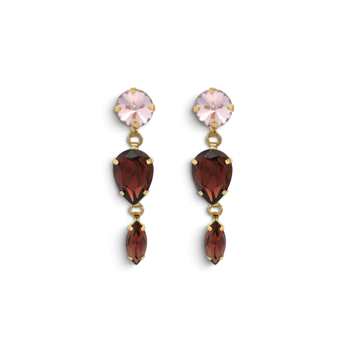 Pendientes Gotas Rosa y Burdeos - Piedra de Toque
